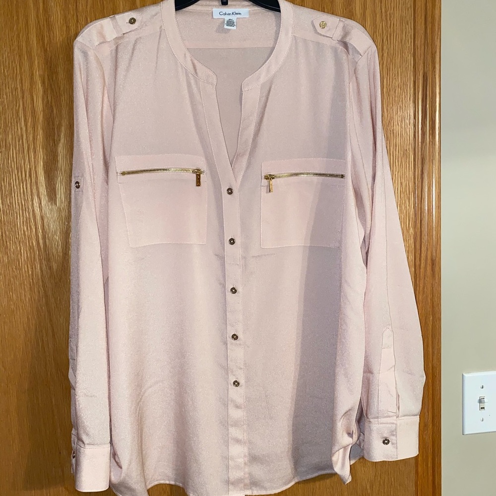 Blush Calvin Klein Button Up Blouse
